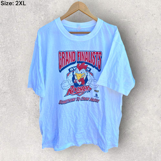 SYDNEY ROOSTERS 2002 GRAND FINAL VINTAGE WHITE T-SHIRT