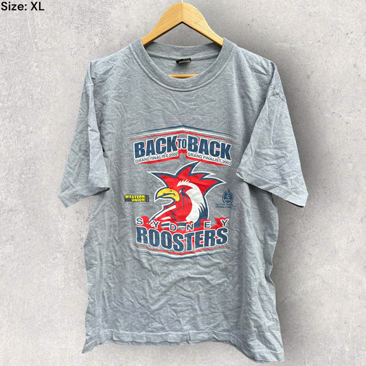 SYDNEY ROOSTERS BACK 2 BACK 2002-2003 GRAND FINAL GREY T-SHIRT