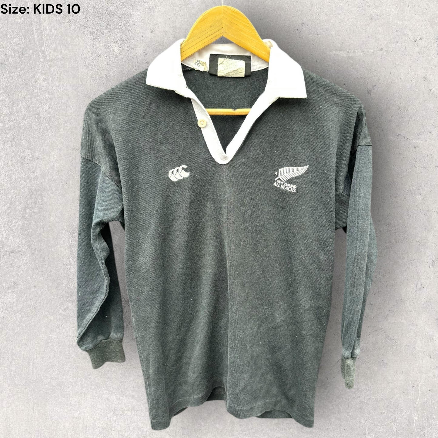 NEW ZEALAND ALL BLACKS CANTERBURY KIDS LONG SLEEVE COTTON VINTAGE JERSEY