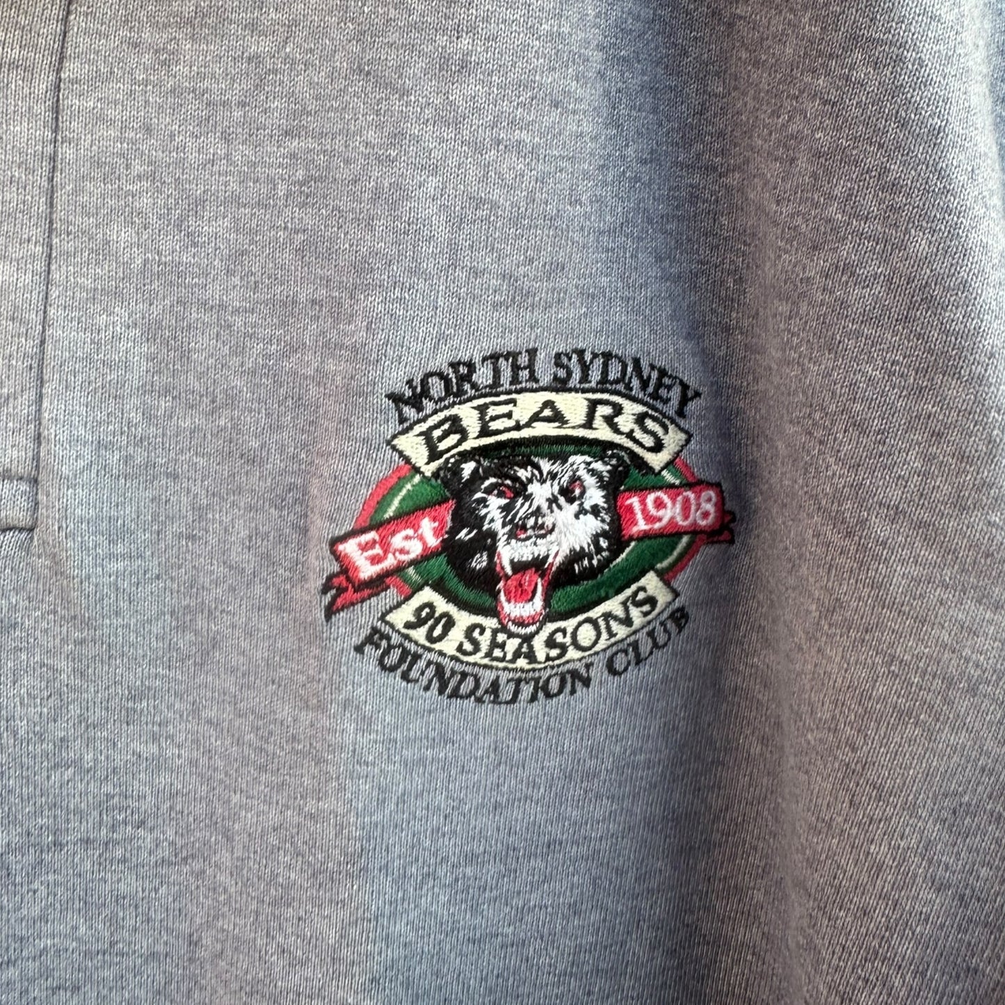 North Sydney Bears 1998 Foundation Grey Vintage Full Boar Polo Shirt