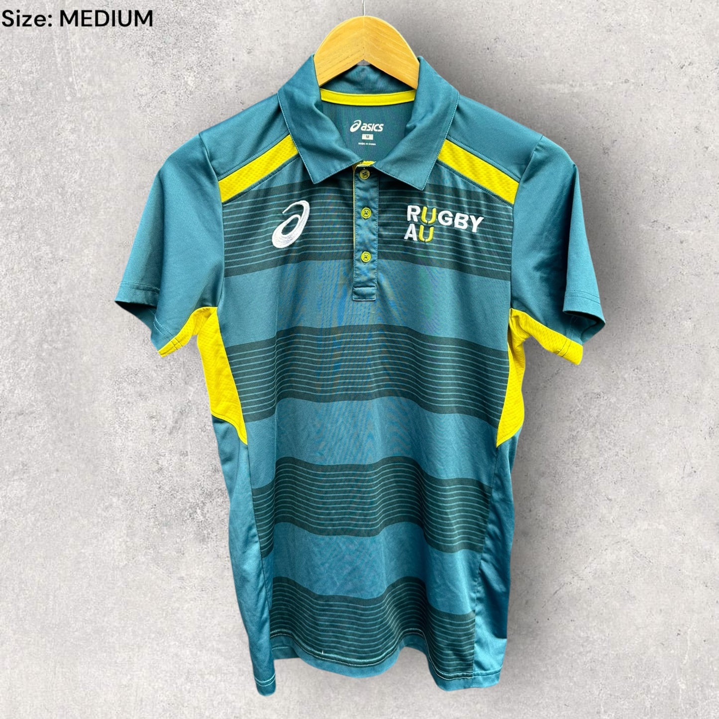 RUGBY AUSTRALIA ASICS GREEN POLO SHIRT