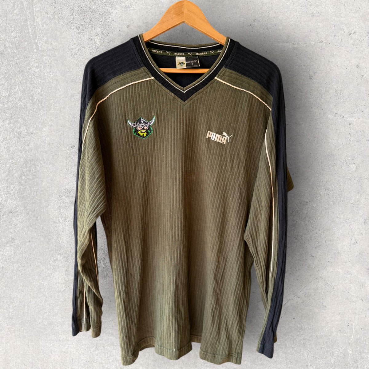Canberra Raiders Puma King Vintage Long Sleeve Green NRL Shirt