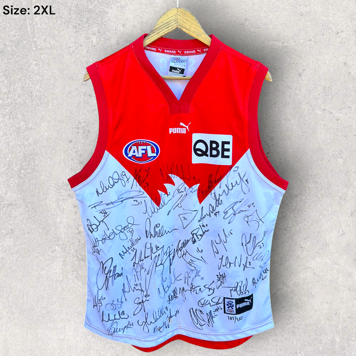Sydney Swans 2005-2006 Player Issued Puma Home Guernsey Signed By Squad