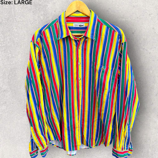 LACOSTE MULTI-COLOURED LONG SLEEVE BUTTON UP VINTAGE SHIRT