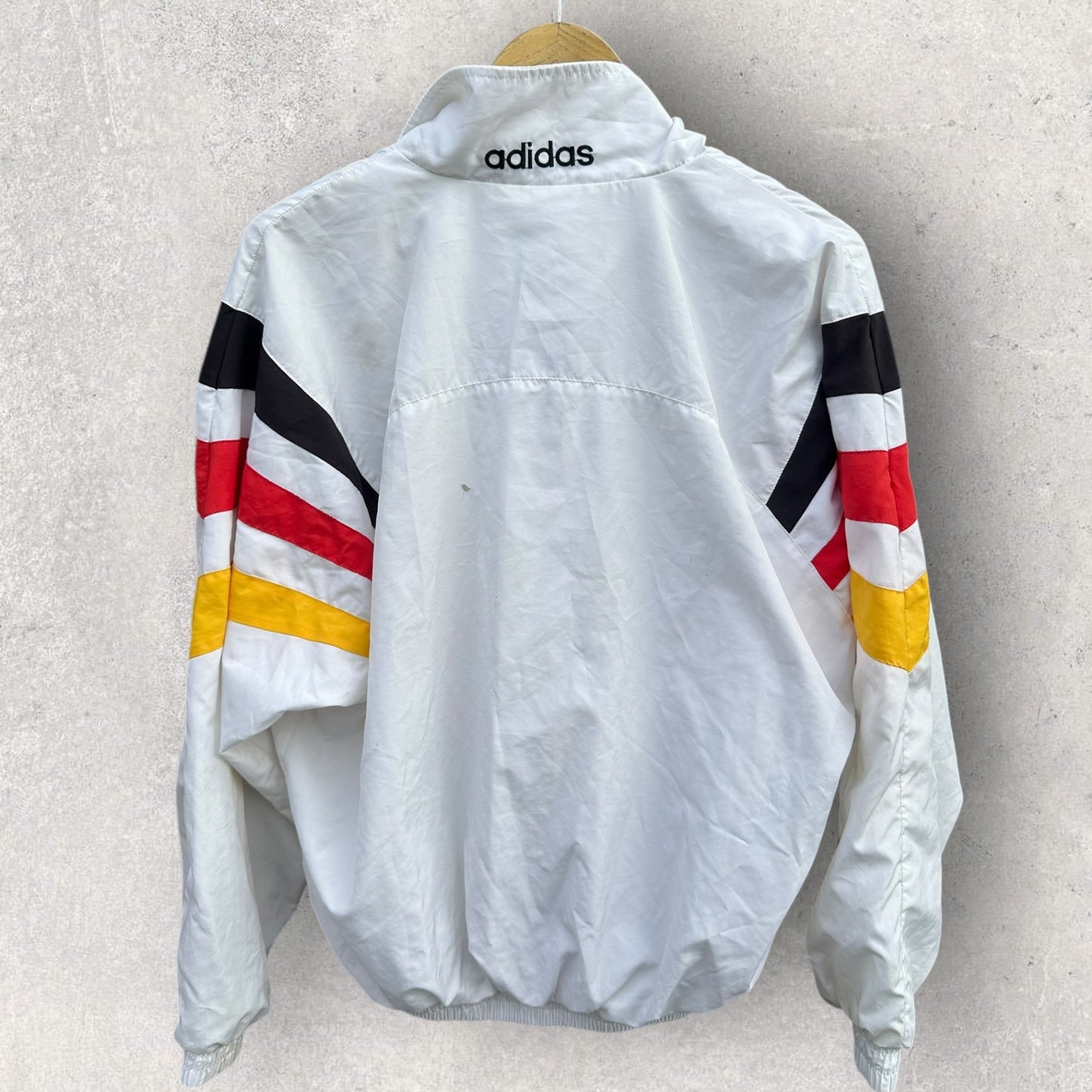 GERMANY ADIDAS VINTAGE 1980s WHITE WINDBREAKER FOOTBALL JACKET