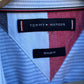 TOMMY HILFIGER BLUE STRIPPED LONG SLEEVE BUTTON UP SHIRT