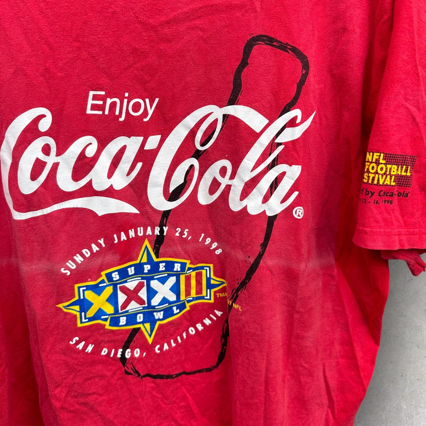 SUPERBOWL 1998 NFL COCA COLA HANES VINTAGE RED T-SHIRT