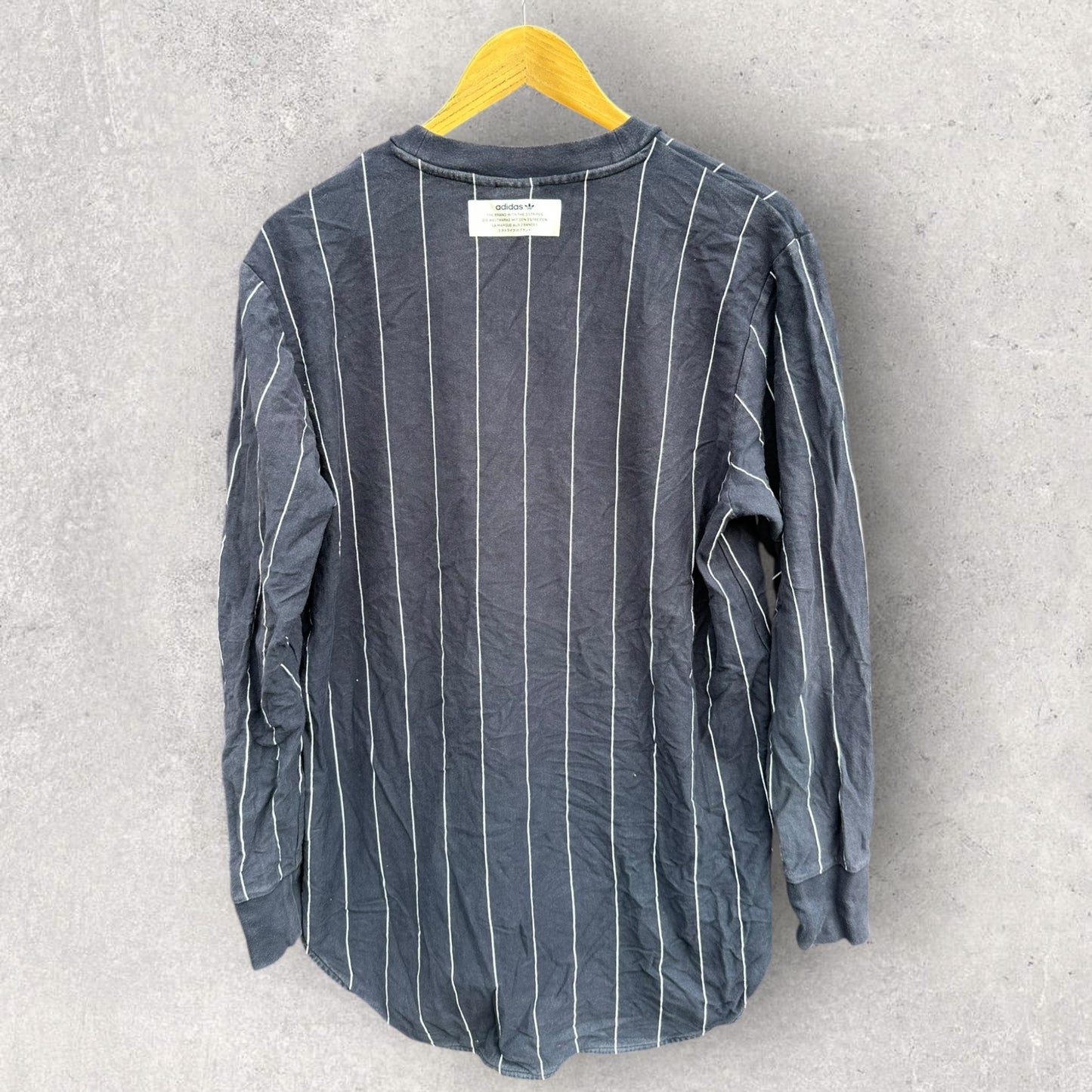 ADIDAS NAVY BLUE PINSTRIPED PULLOVER JUMPER