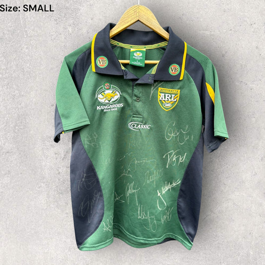 Australian Kangaroos ARL Media Polo Shirt Signed By Team