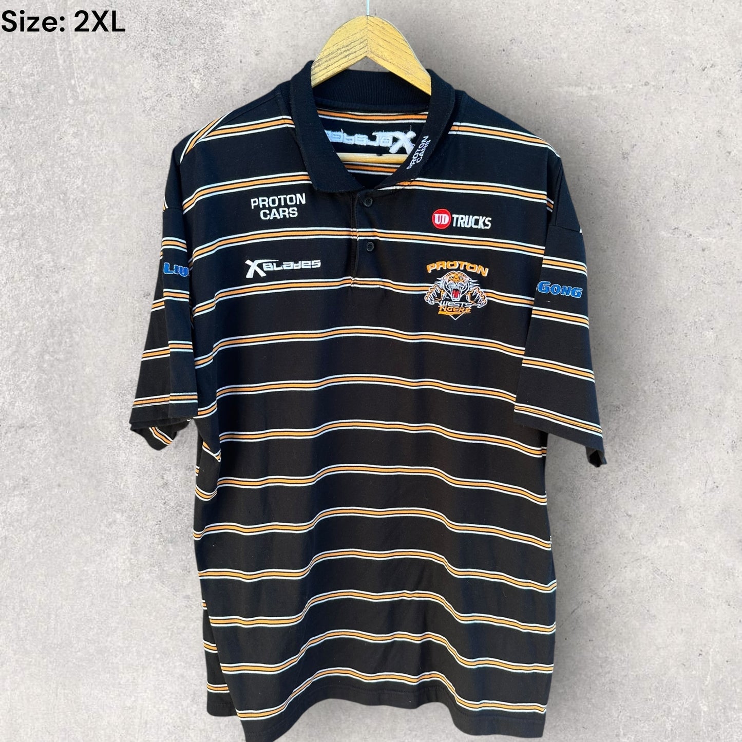 Wests Tigers X-Blades Stripped Media Polo Shirt