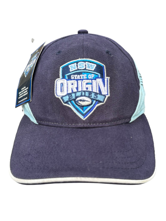 NSW BLUES 2004 STATE OF ORIGIN HAT SIGNED BY BRAD FITTLER AND RICKY STUART NEW WITH TAGS