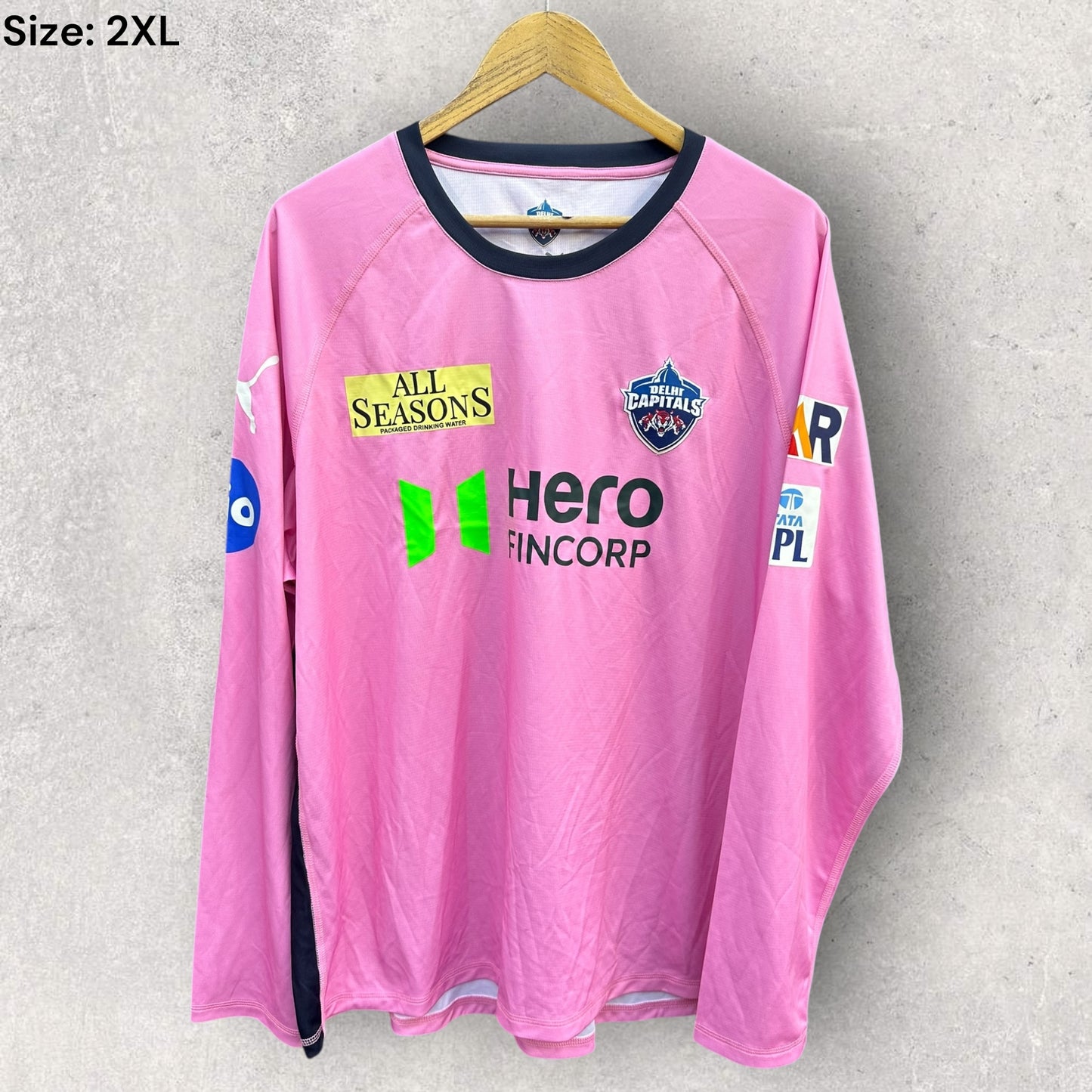 Delhi Capitals IPL Cricket Pink Long Sleeve Coach Issued Training Shirt