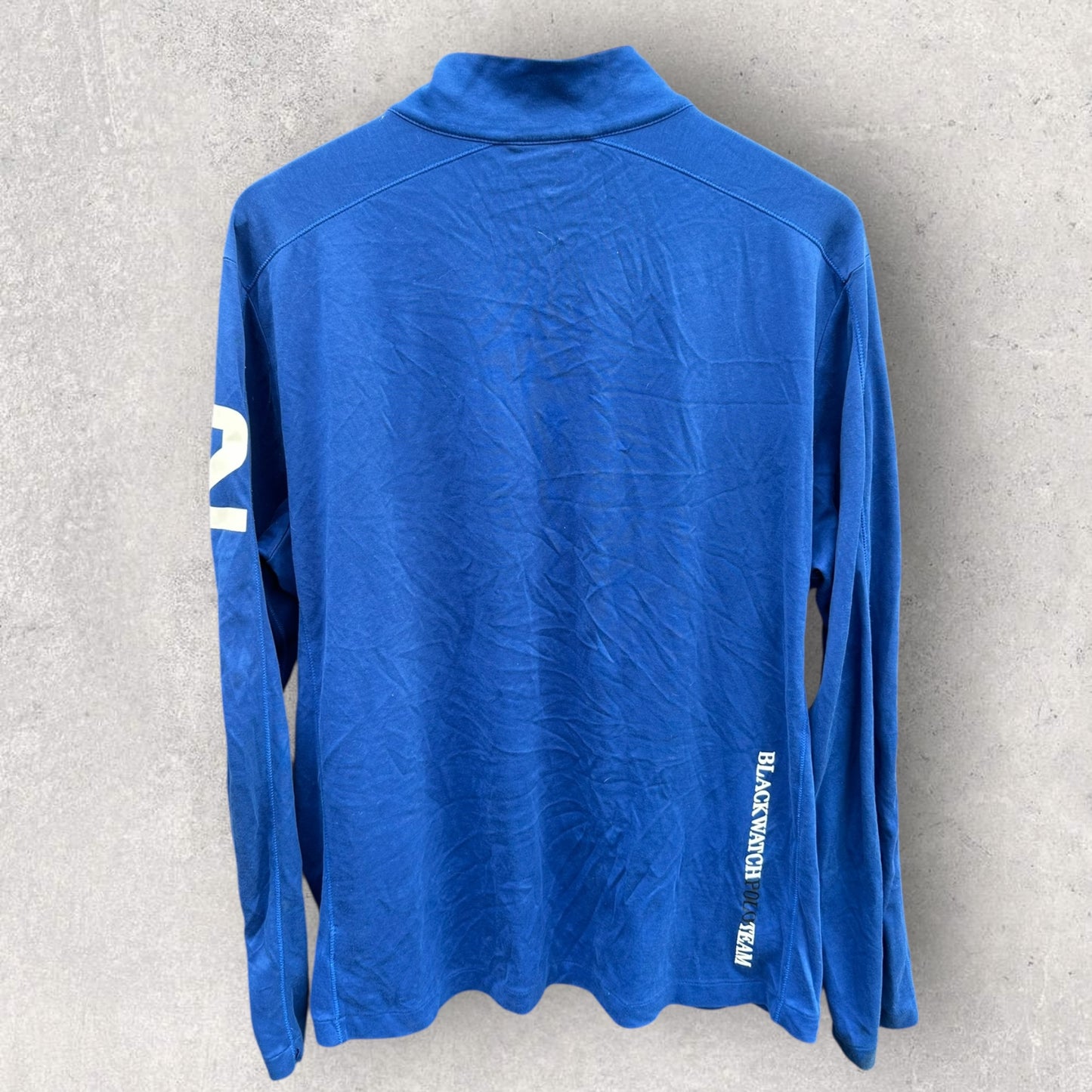 Ralph Lauren Polo Blue BlackWatch Polo Team Chest Zip Long Sleeve Shirt