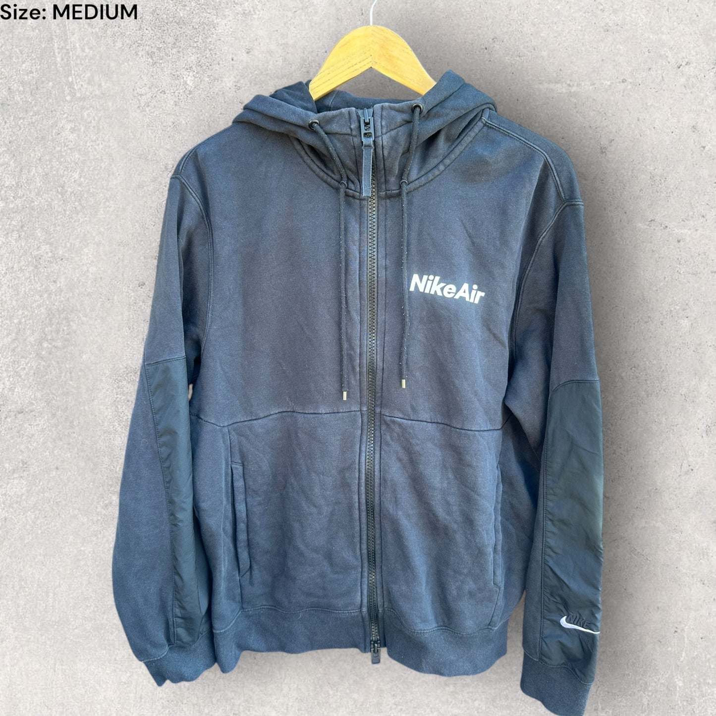 NIKE AIR BLACK FULL ZIP HOODED JUMPER