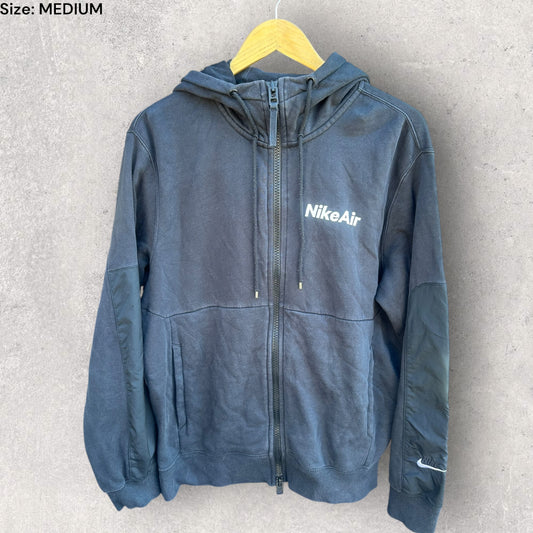 NIKE AIR BLACK FULL ZIP HOODED JUMPER