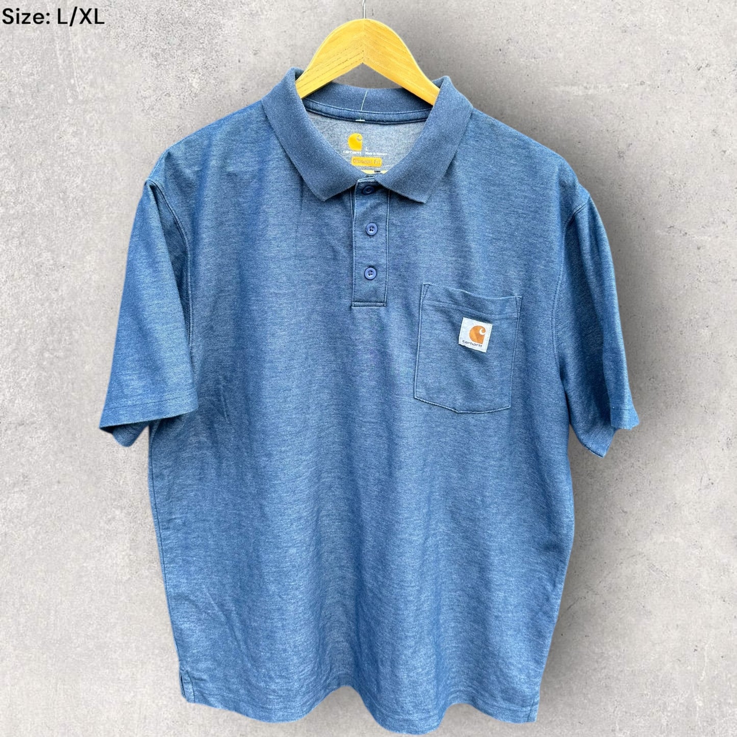 CARHARTT BLUE SHORT SLEEVE POLO SHIRT