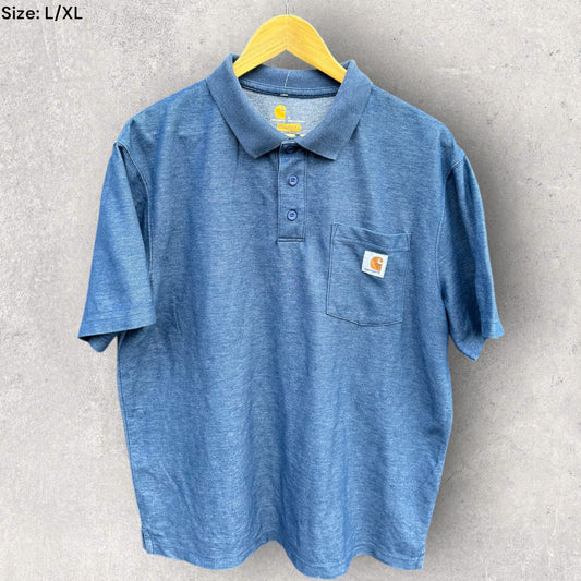CARHARTT BLUE SHORT SLEEVE POLO SHIRT
