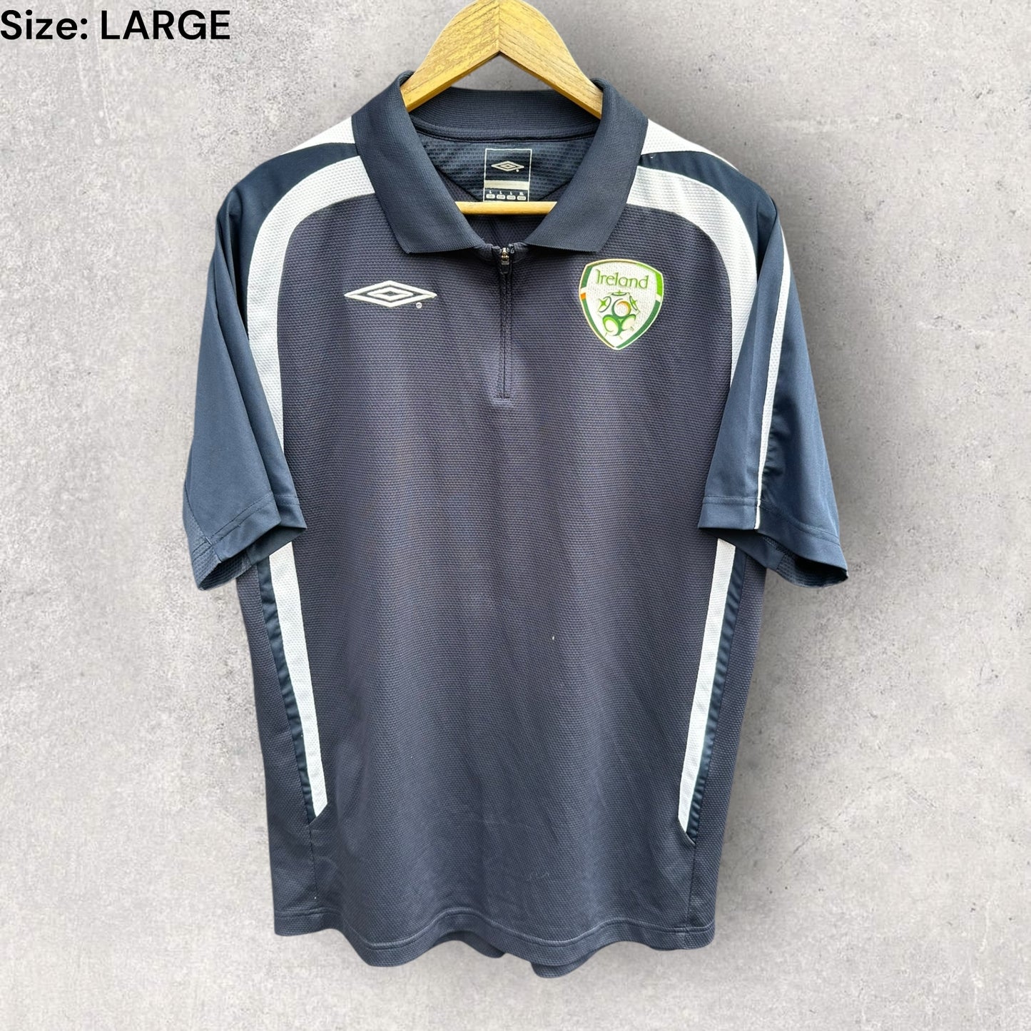 IRELAND UMBRO FOOTBALL CHEST ZIP POLO SHIRT