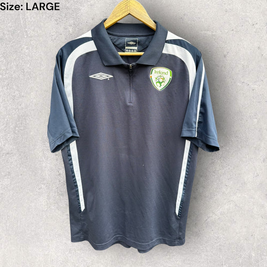 IRELAND UMBRO FOOTBALL CHEST ZIP POLO SHIRT