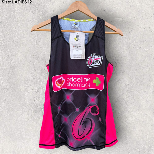 Sydney 6ers WBBL T20 Cricket Black & Pink Ladies Training Singlet Brand New With Tags