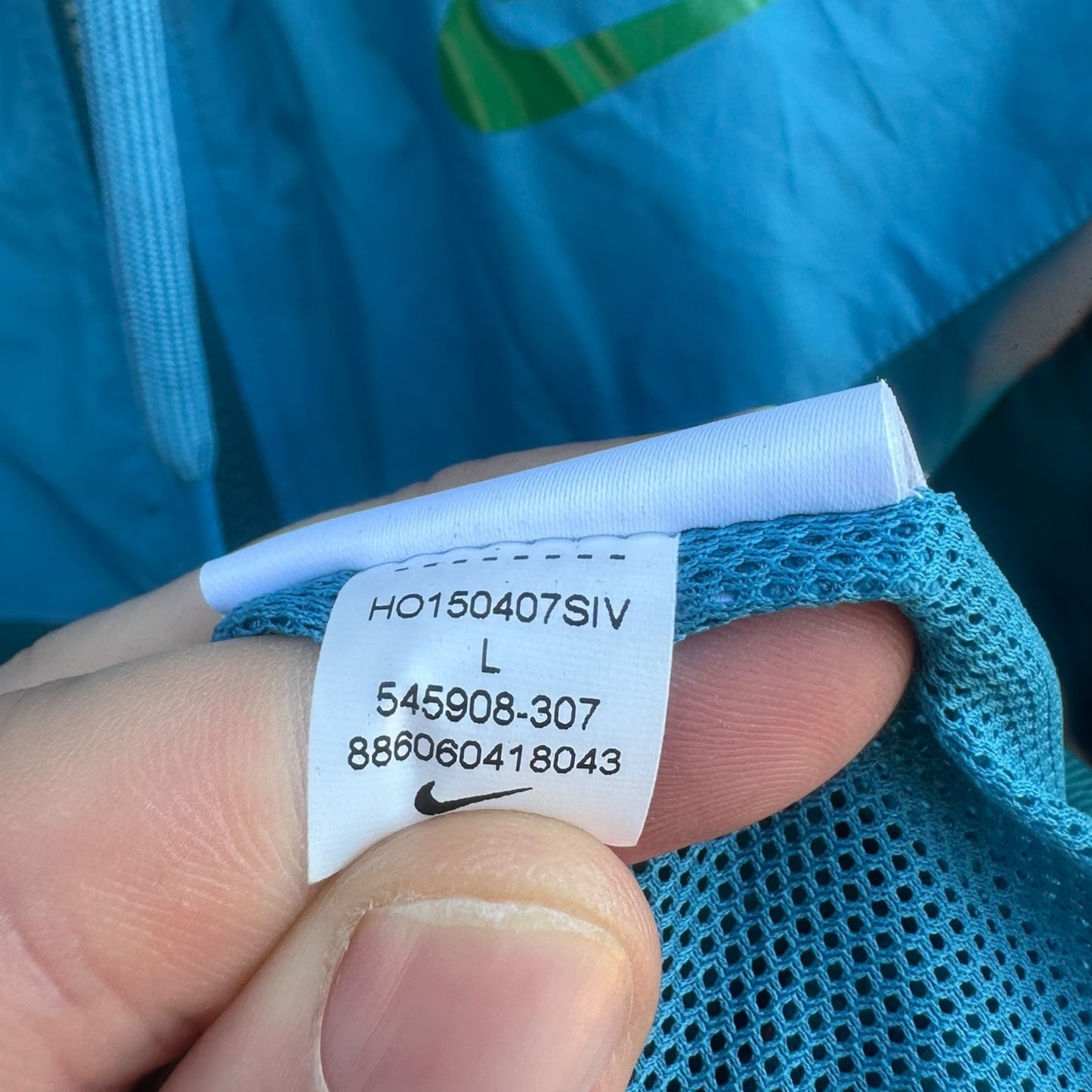 NIKE WOMENS BLUE & GREEN WINDRUNNER HOODED JACKET