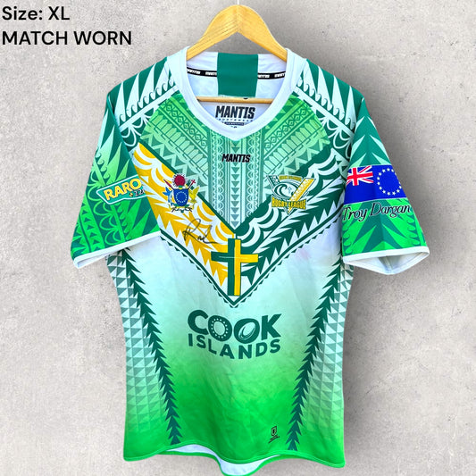 COOK ISLANDS PACIFIC CHAMPIONSHIPS MATCH WORN JERSEY + SIGNED BY REUBEN PORTER