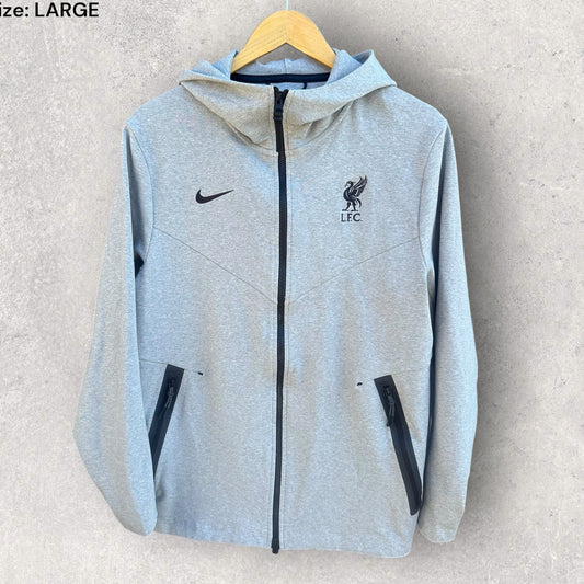 LIVERPOOL FC NIKE TECH PACK GREY HOODED FOOTBALL JACKET