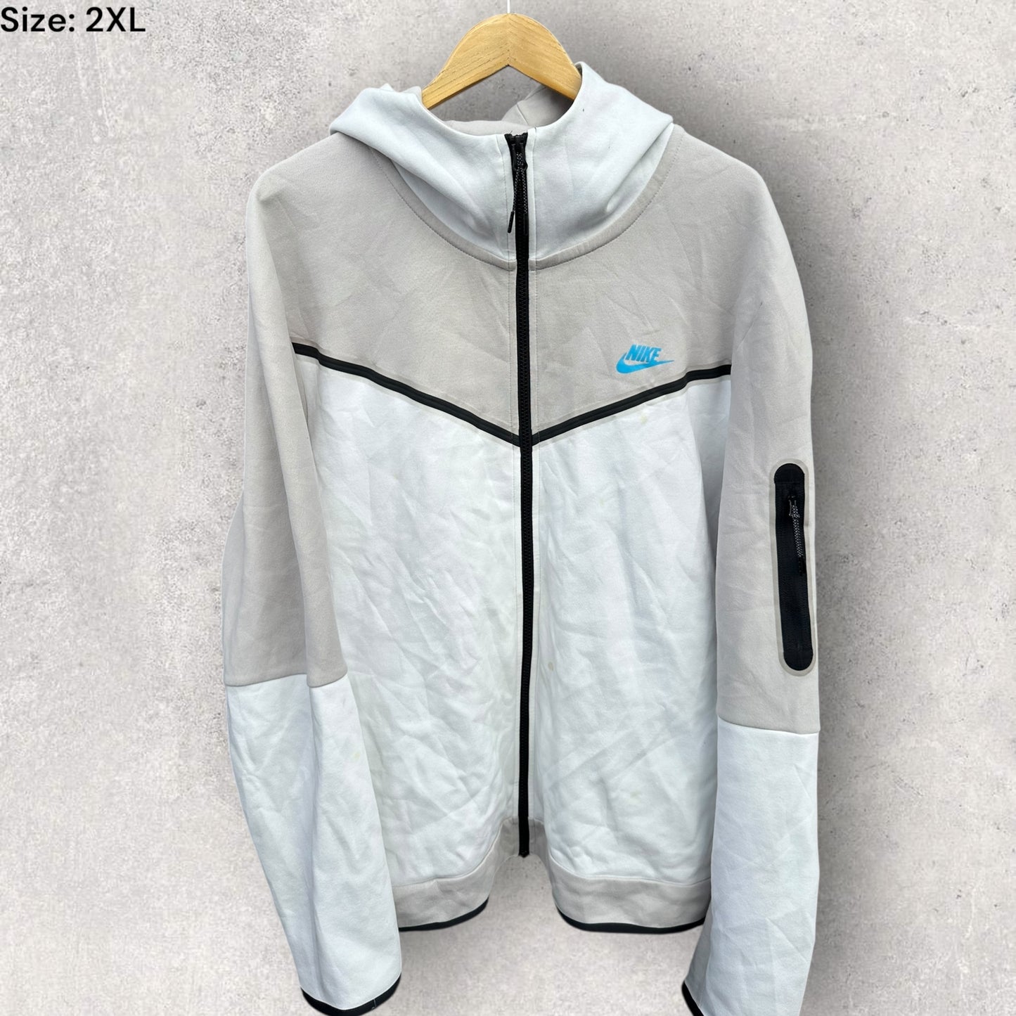 NIKE TECH FLEECE WINDRUNNER JACKET WHITE/IRON GREY & BALLISTIC BLUE