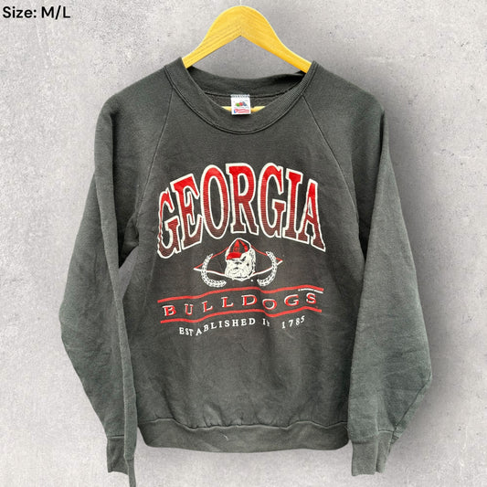 GEORGIA BULLDOGS VINTAGE NCAA BLACK CREWNECK JUMPER