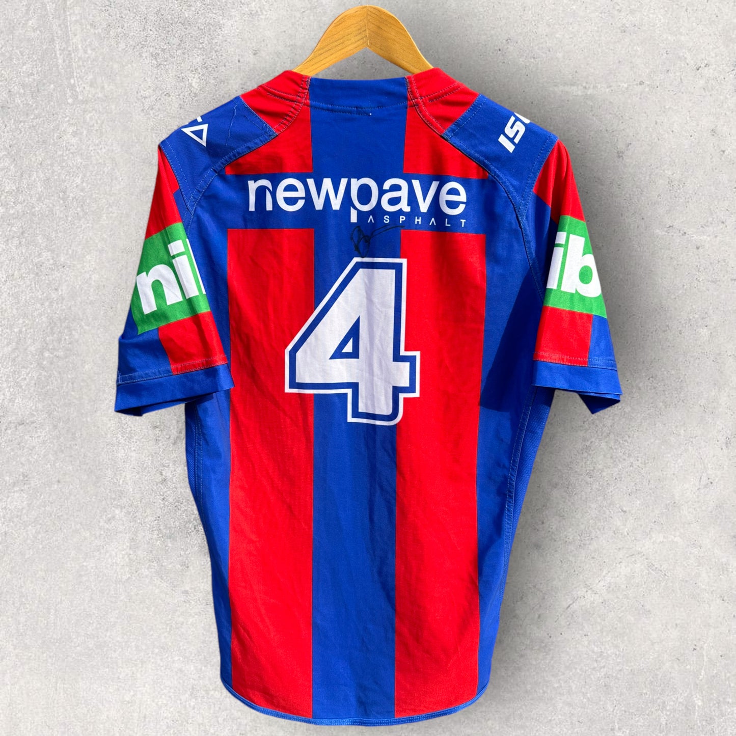 BRENT NADEN NEWCASTLE KNIGHTS SG BALL MATCH WORN + SIGNED JERSEY