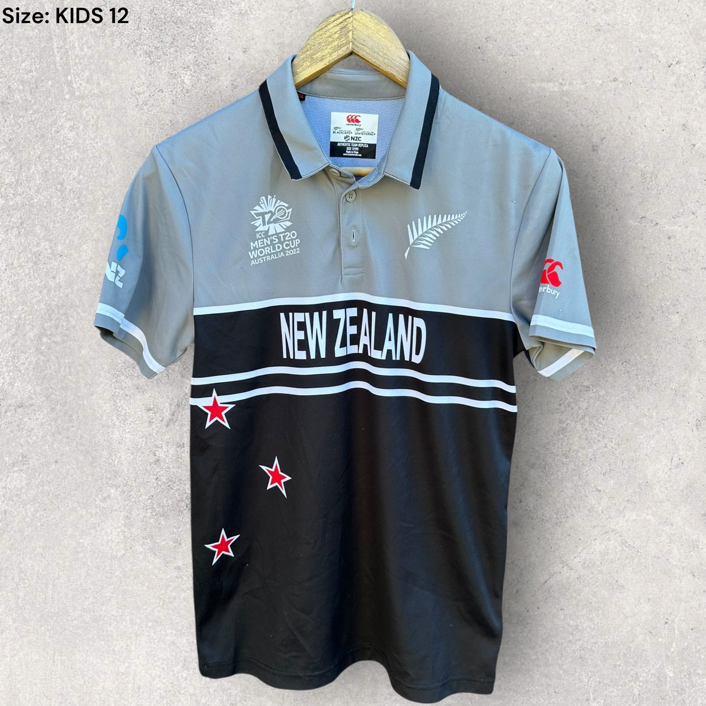 NEW ZEALAND BLACK CAPS 2022 ICC WORLD CUP KIDS JERSEY