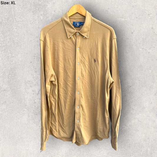 RALPH LAUREN BIEGE BUTTON UP SHIRT