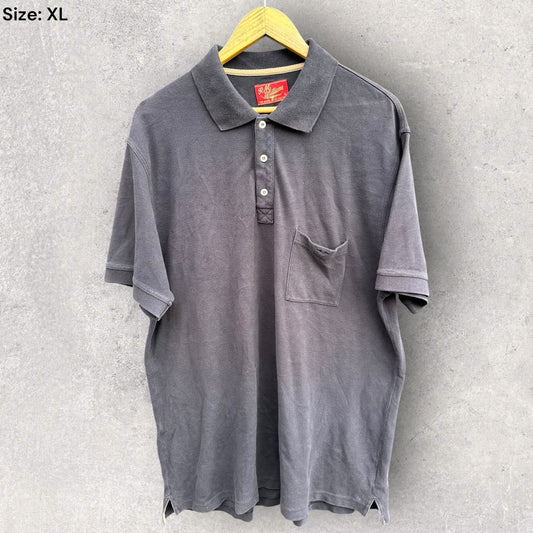 RM WILLIAMS VINTAGE NAVY BLUE POCKET POLO SHIRT