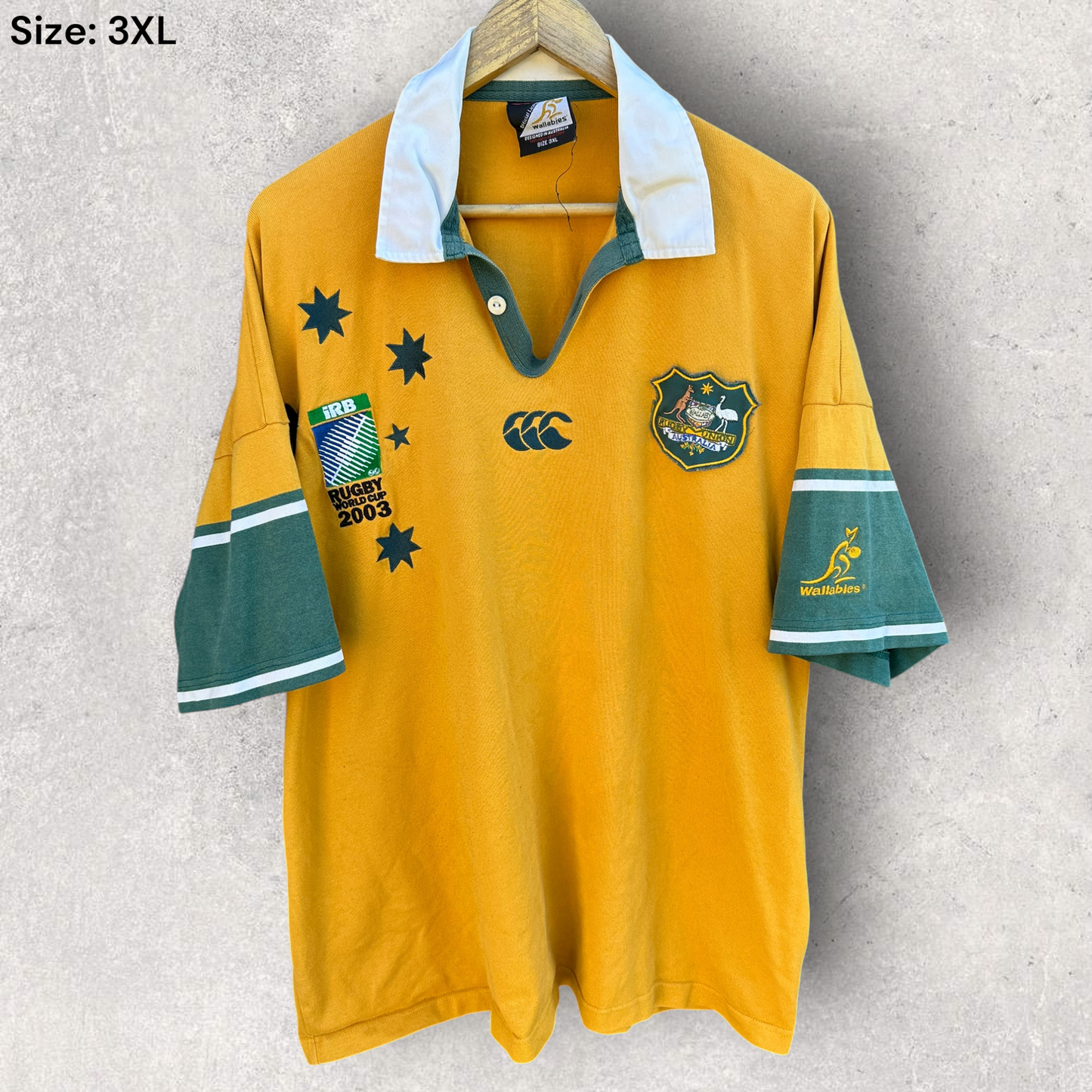 Australian Wallabies 2003 Rugby World Cup Canterbury 3/4 Sleeve Rugby Union Jersey