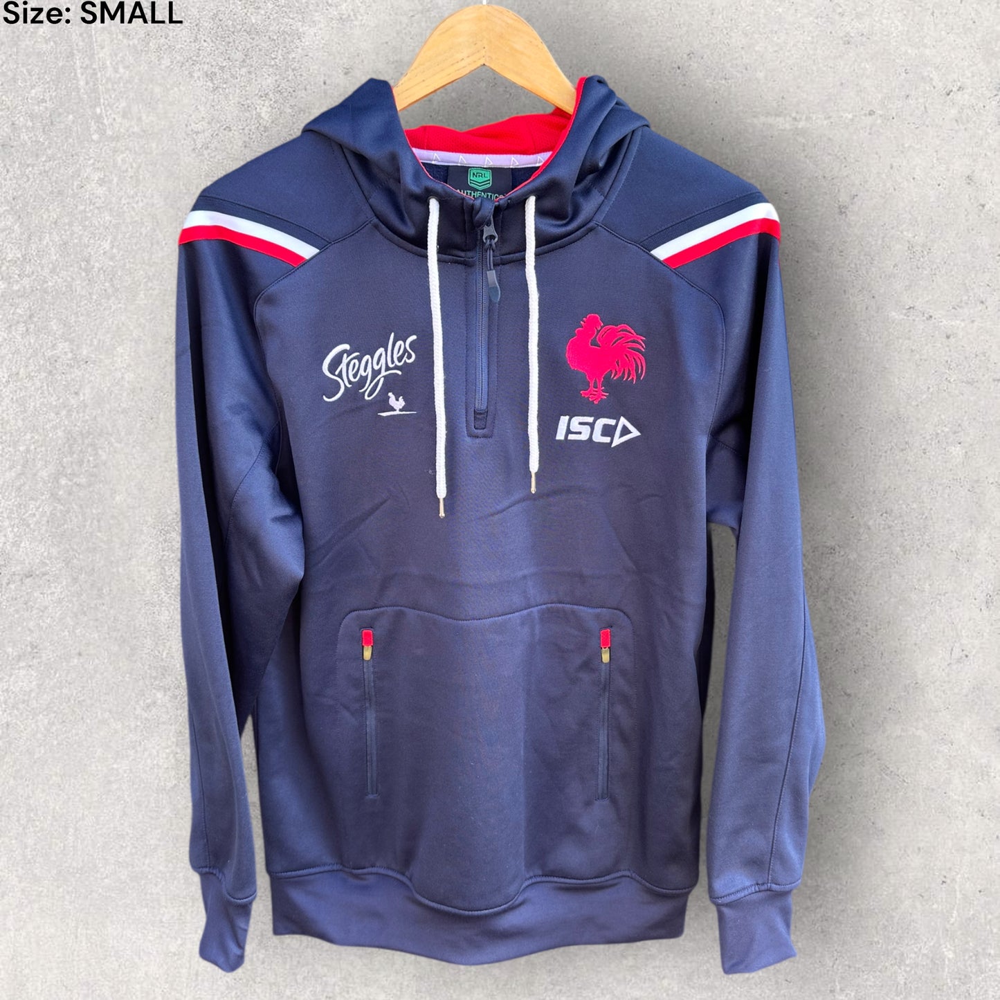 SYDNEY ROOSTERS ISC HALF ZIP BLUE HOODED JUMPER