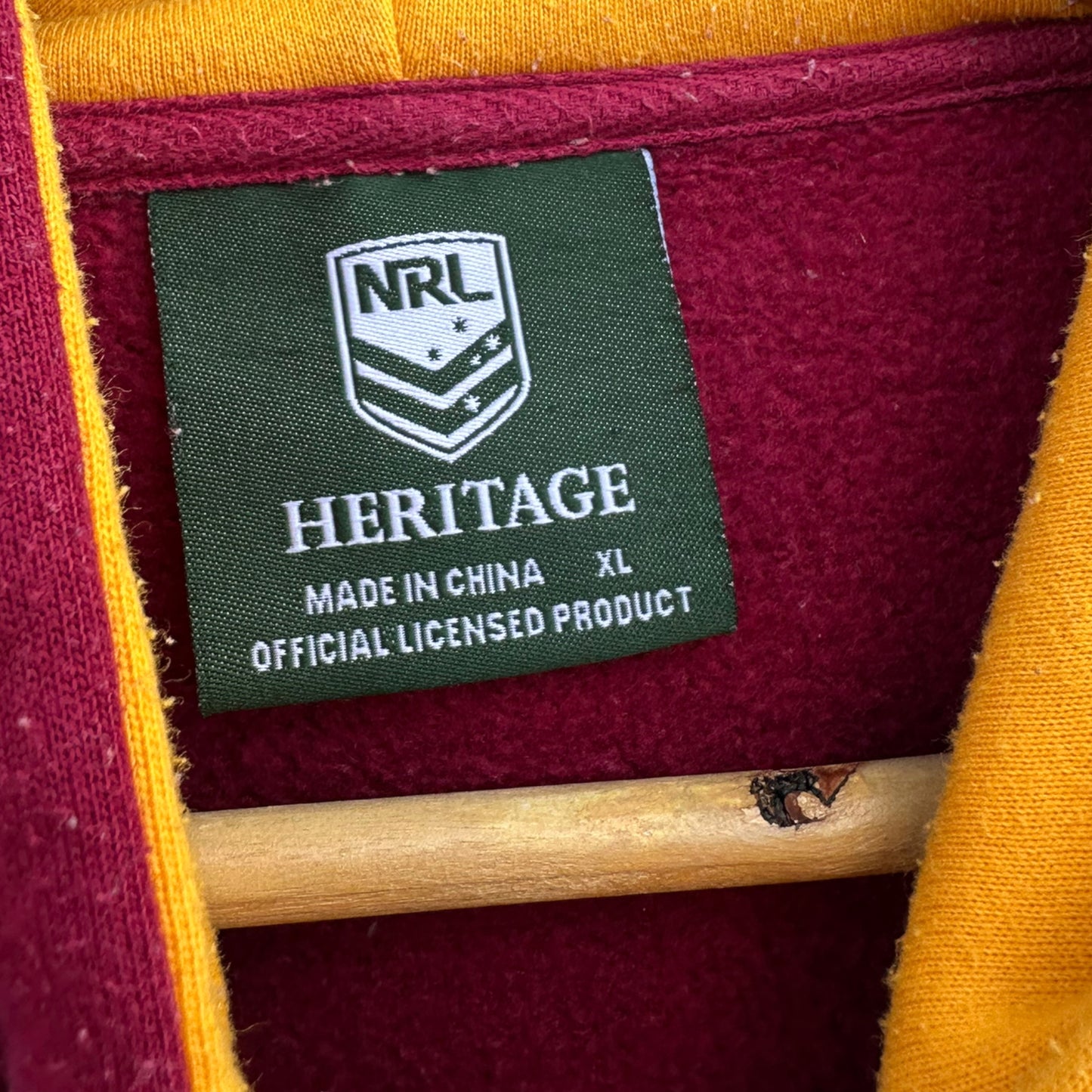 BRISBANE BRONCOS FULL ZIP HERITAGE HOODED JUMPER