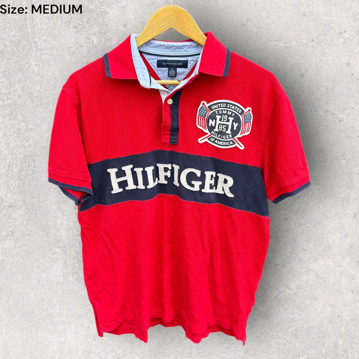 TOMMY HILFIGER RED SHORT SLEEVE POLO SHIRT