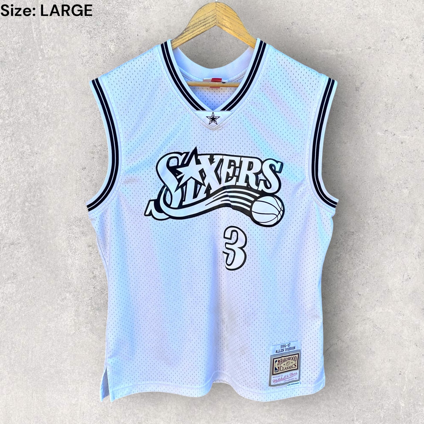 ALLEN IVERSON PHILADELPHIA 76ERS 1996 HARDWOOD CLASSIC WHITE NBA JERSEY