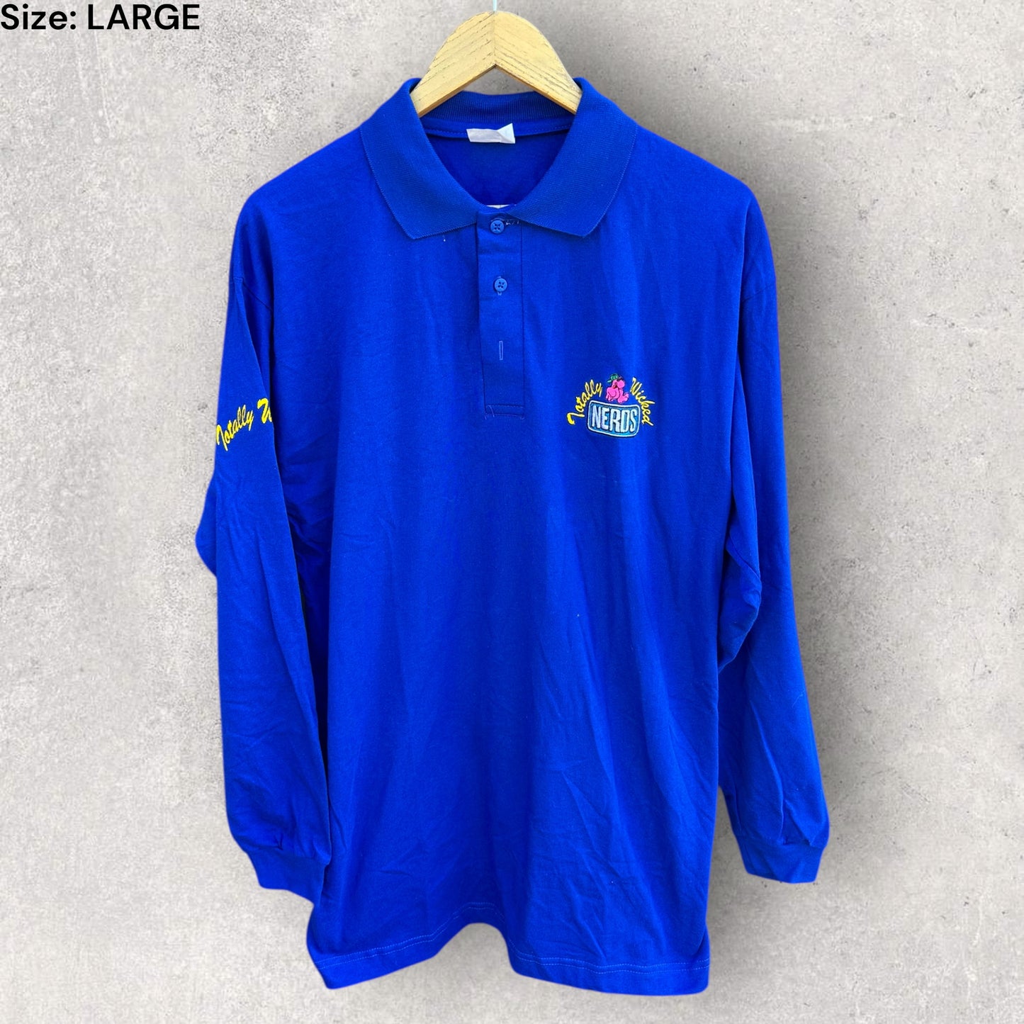 NERDS ‘TOTALLY WICKED’ VINTAGE LONG SLEEVE BLUE SHIRT