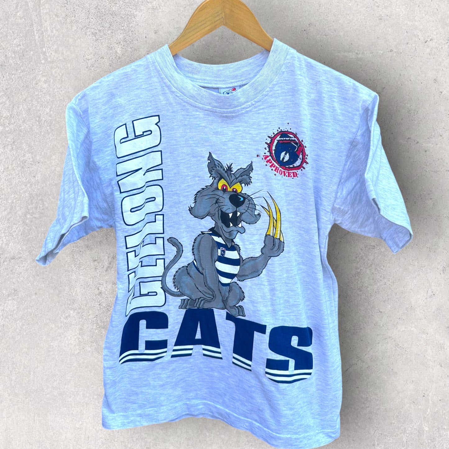 GEELONG CATS VINTAGE AFL GREY DEADSTOCK T-SHIRT FULL BOAR