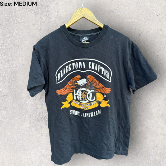 HARLEY DAVIDSON MOTORCYCLES 1997 VINTAGE BLACKTOWN CHAPTER SHIRT