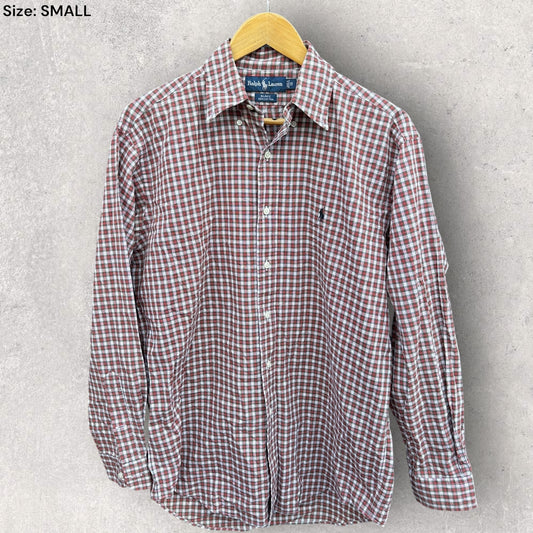 RALPH LAUREN POLO BUTTON UP LONG SLEEVE RED CHECKERED SHIRT