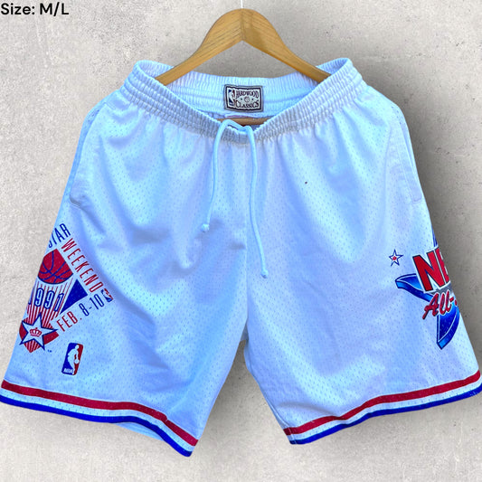 NBA 1991 ALL STAR GAME HARDWOOD CLASSIC WHITE BASKETBALL SHORTS