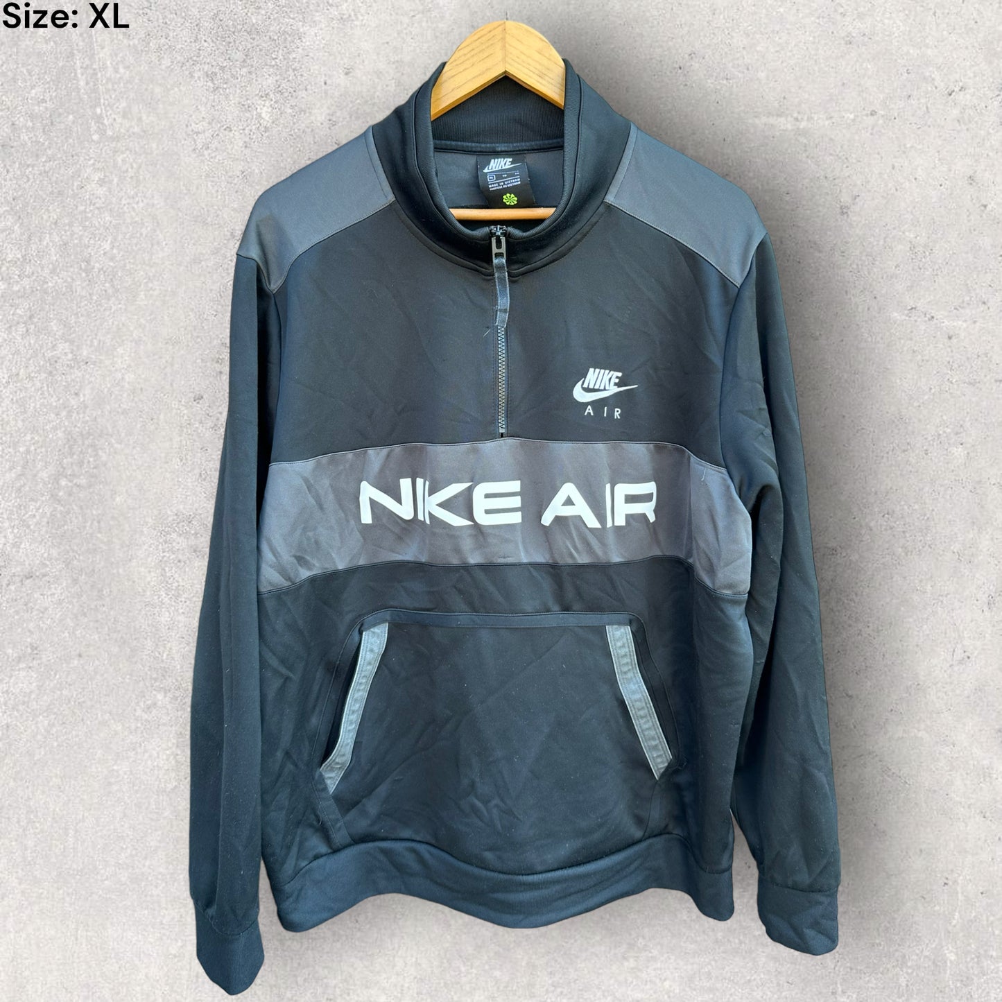 NIKE AIR BLACK & GREY HALF ZIP JACKET