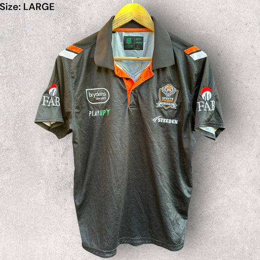 Wests Tigers 2024 STEEDAN Media polo black shirt