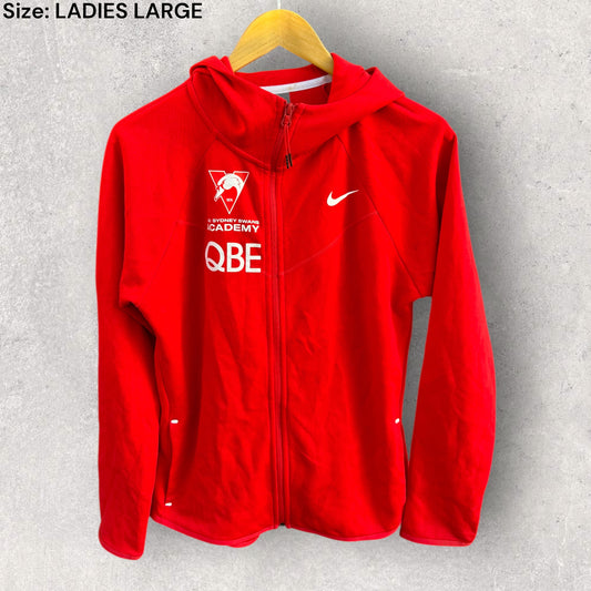SYDNEY SWANS NIKE ACADEMY LADIES RED FULL ZIP HOODED JUMPER