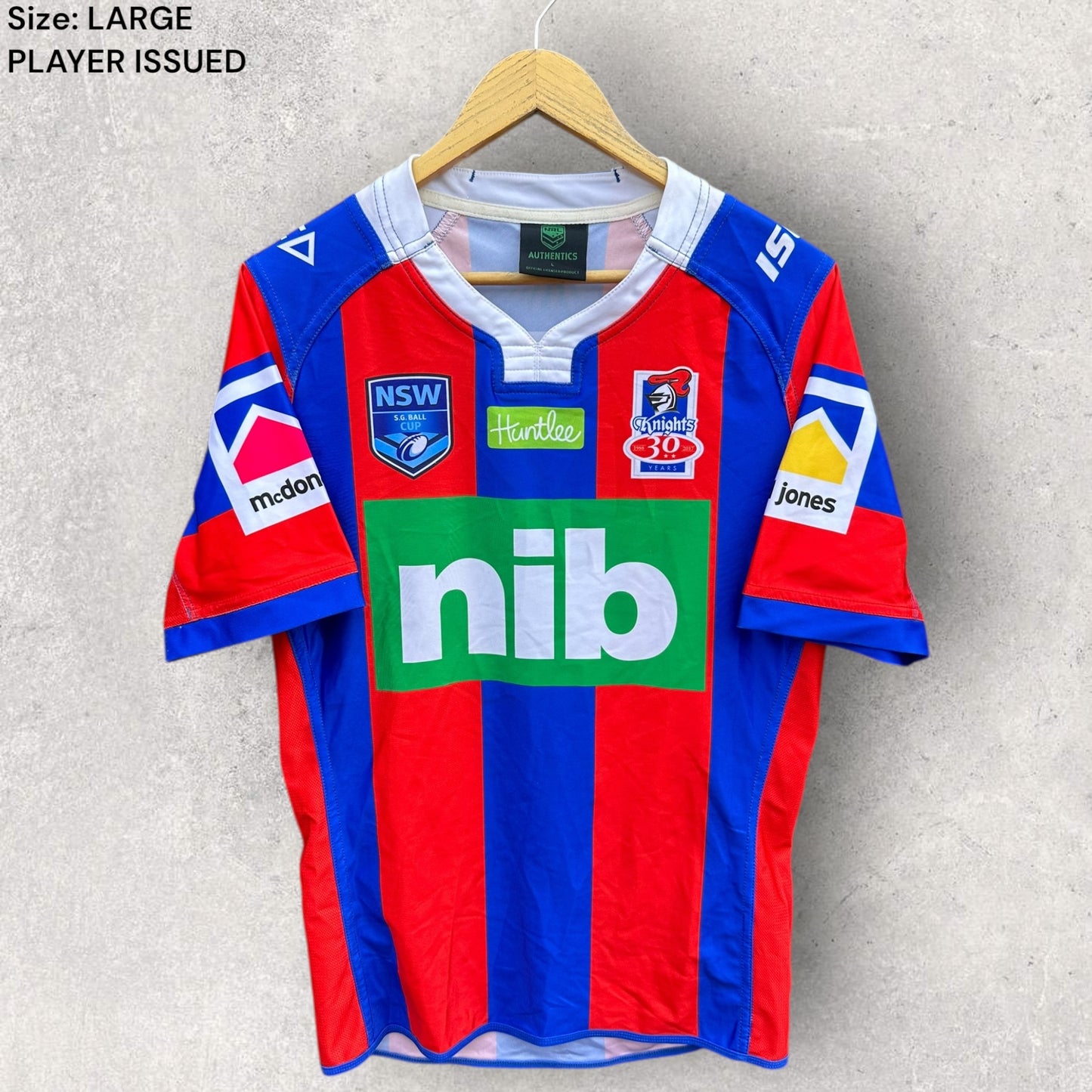 NEWCASTLE KNIGHTS 2017 SG BALL PLAYER CUT SPARE JERSEY