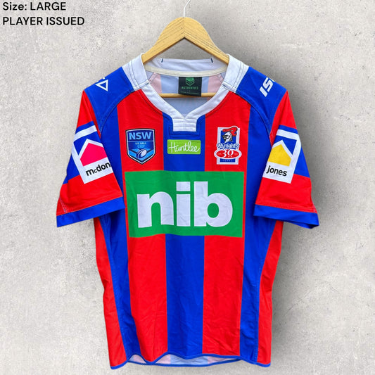 NEWCASTLE KNIGHTS 2017 SG BALL PLAYER CUT SPARE JERSEY