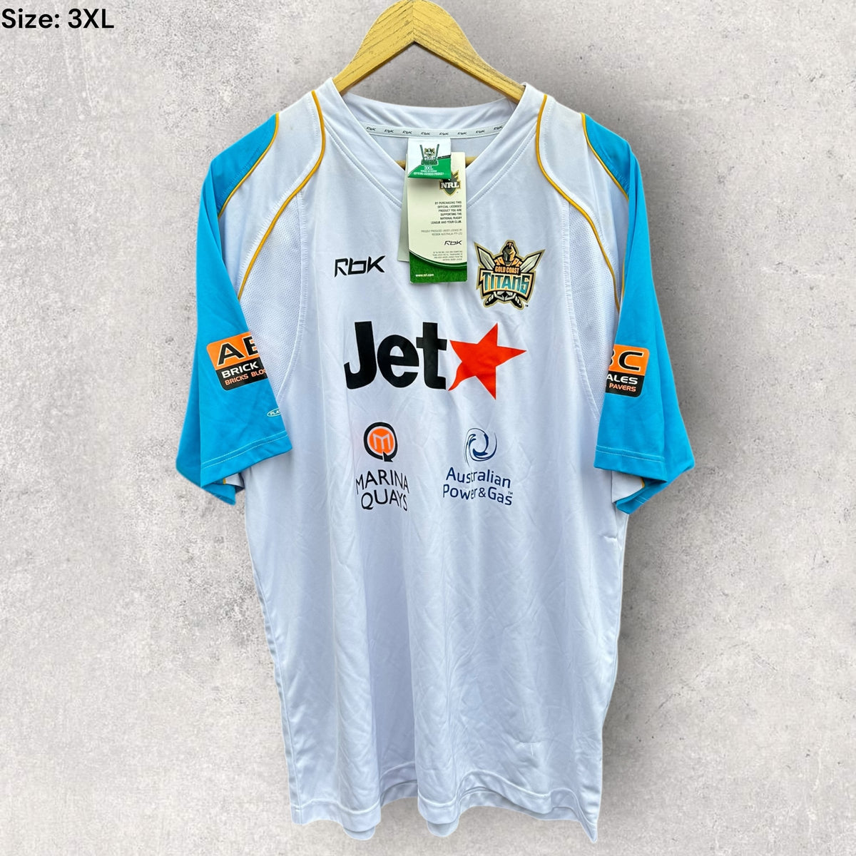 GOLD COAST TITANS 2007 REEBOK TRAINING SHIRT BRAND NEW WITH TAGS