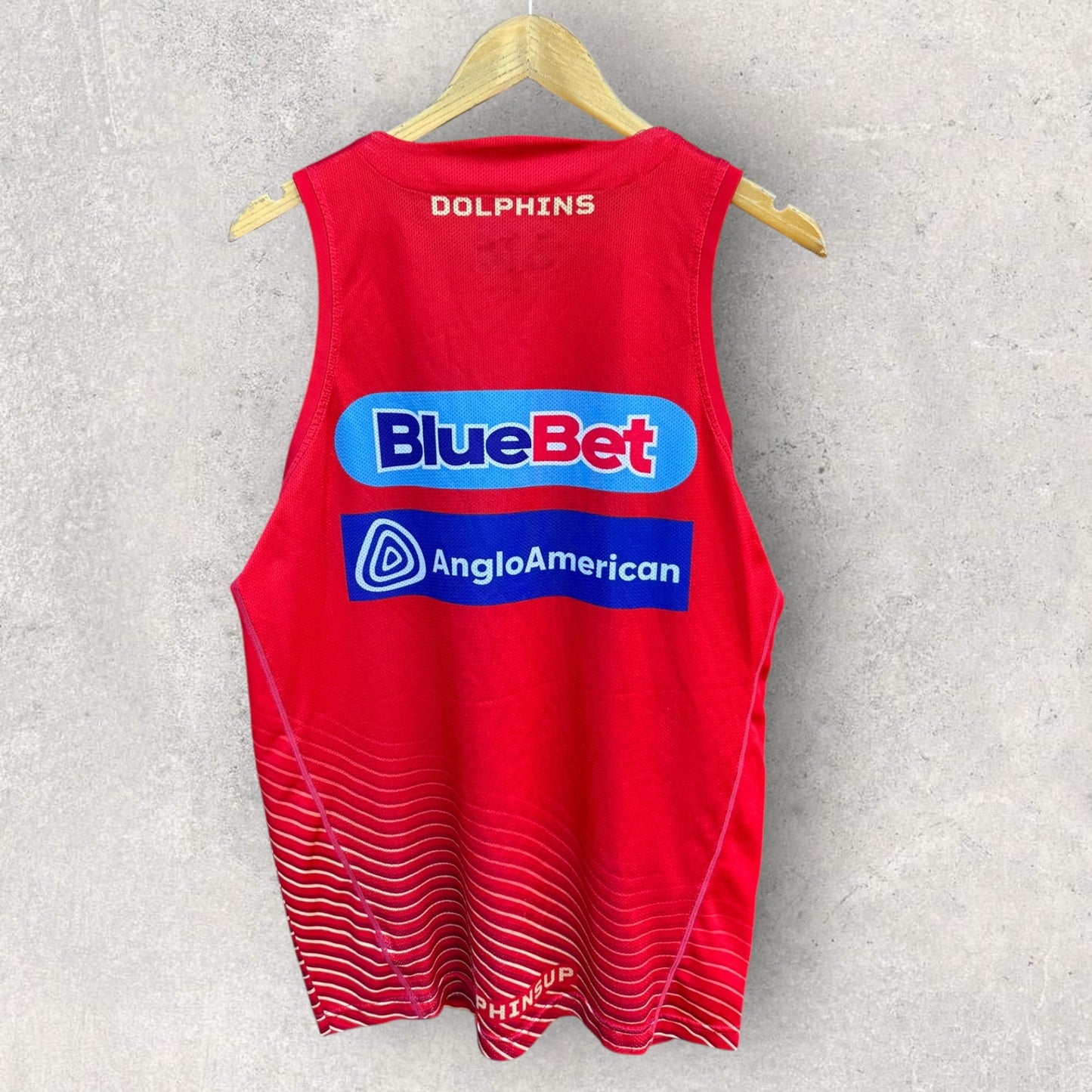 REDCLIFFE DOLPHINS TRAINING SINGLET SIGNED AND ISSUED TO MAX PLATH